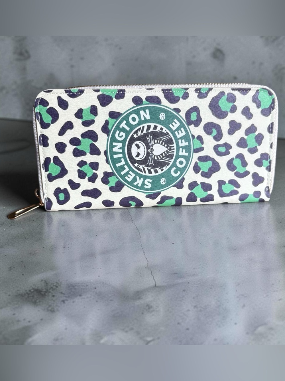 Skellington & Coffee Leopard Zip Wallet